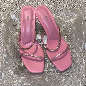 Zara Pink Embellished Women's Sandals